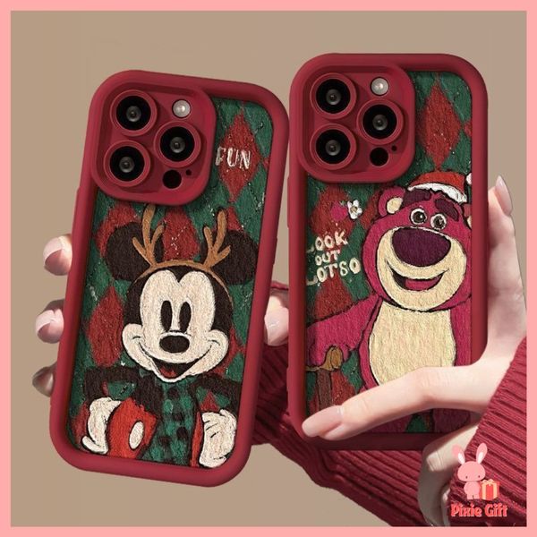 Ốp Lưng Iphone Họa Tiết Noel🎄 Gấu dâu & Mickey