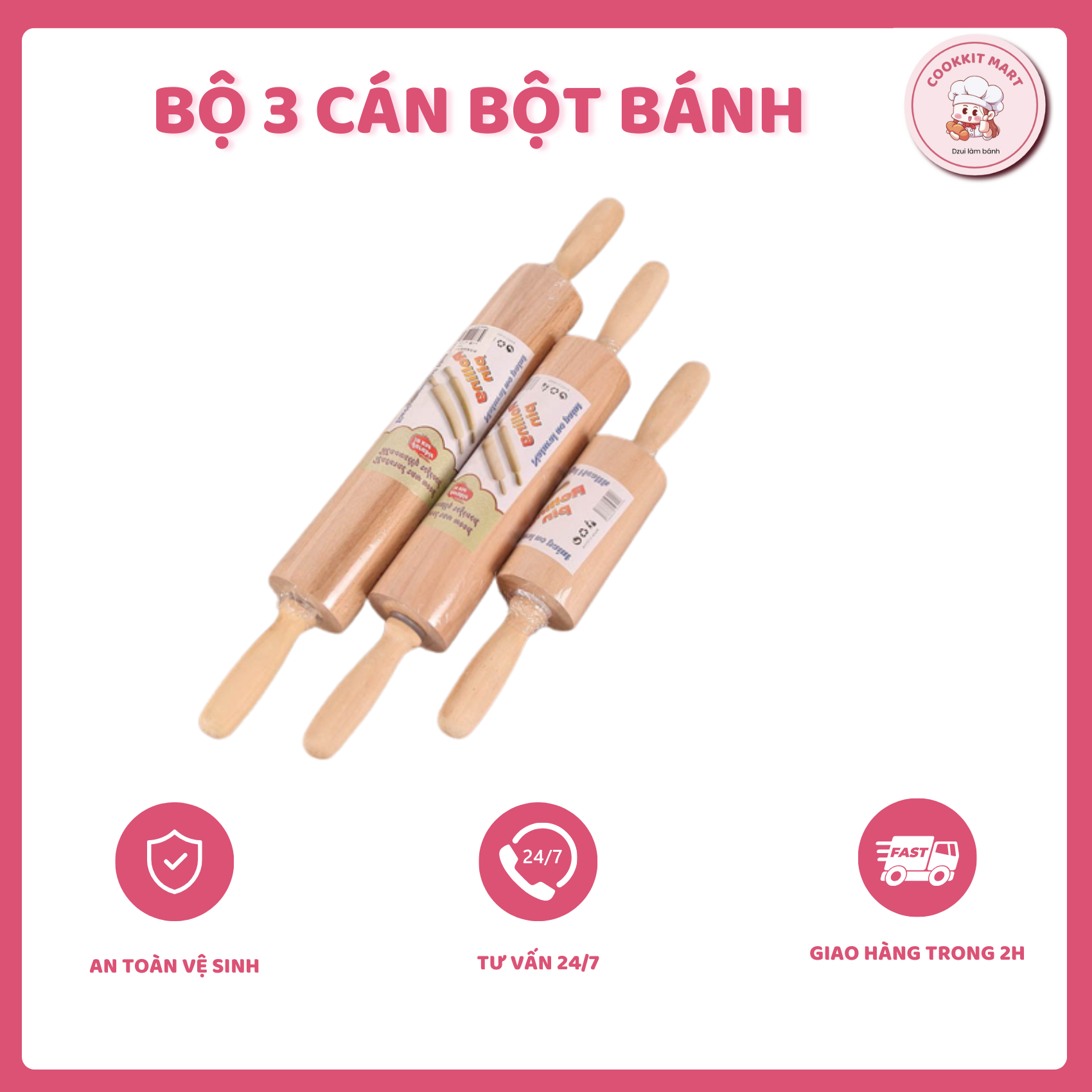Bộ 3 cán bột bánh