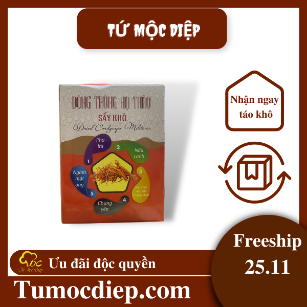 Đông trùng hạ thảo khô 10 gram Tứ Mộc Diệp giúp bồi bổ cơ thể