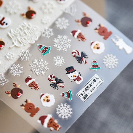 Miếng Dán Trang Trí Móng Tay Họa Tiết Người Tuyết Giáng Sinh