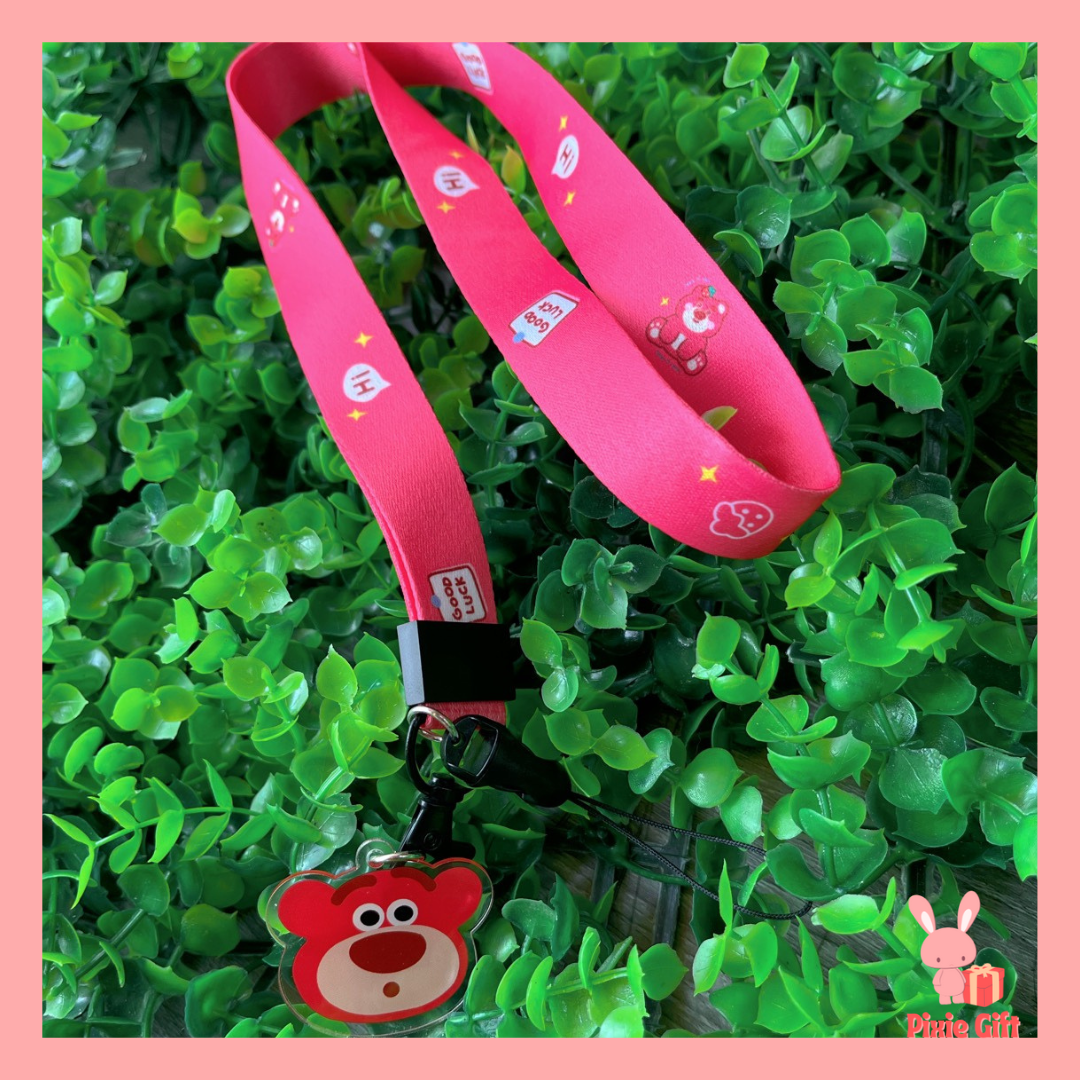 Dây đeo điện thoại gấu dâu