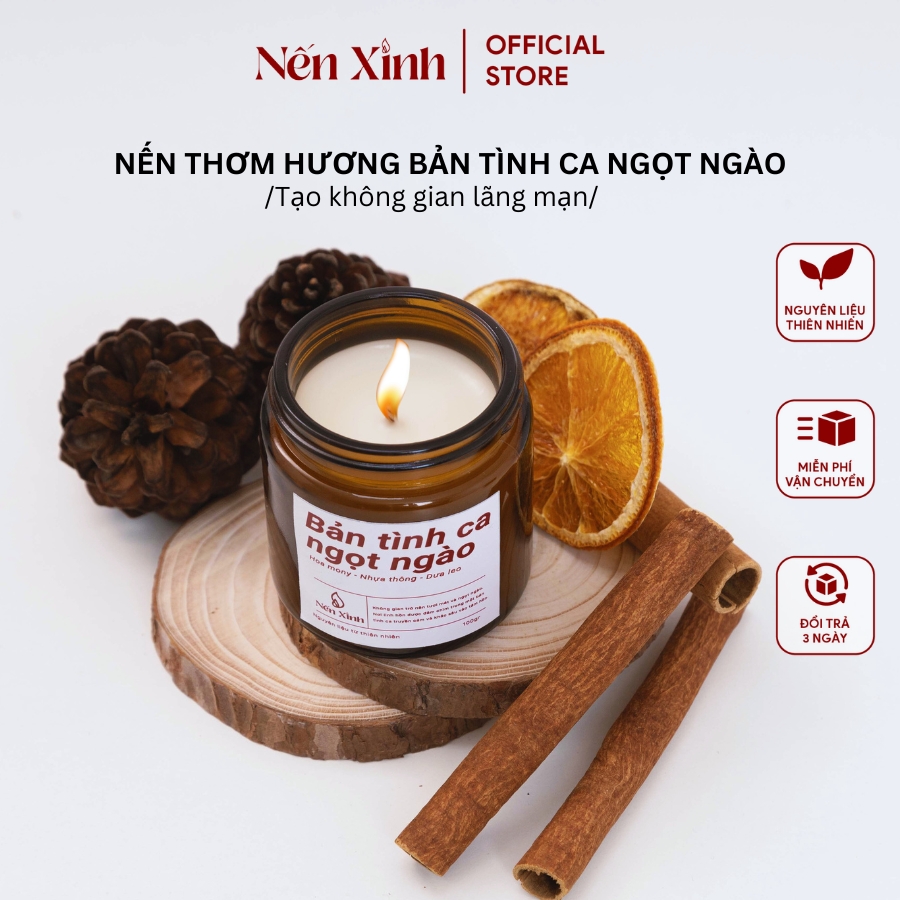 Nến Thơm Handmade NẾN XINH Hương Bản Tình Ca Ngọt Ngào Giúp Cho Không Gian Trở Nên Lãng Mạng Hơn