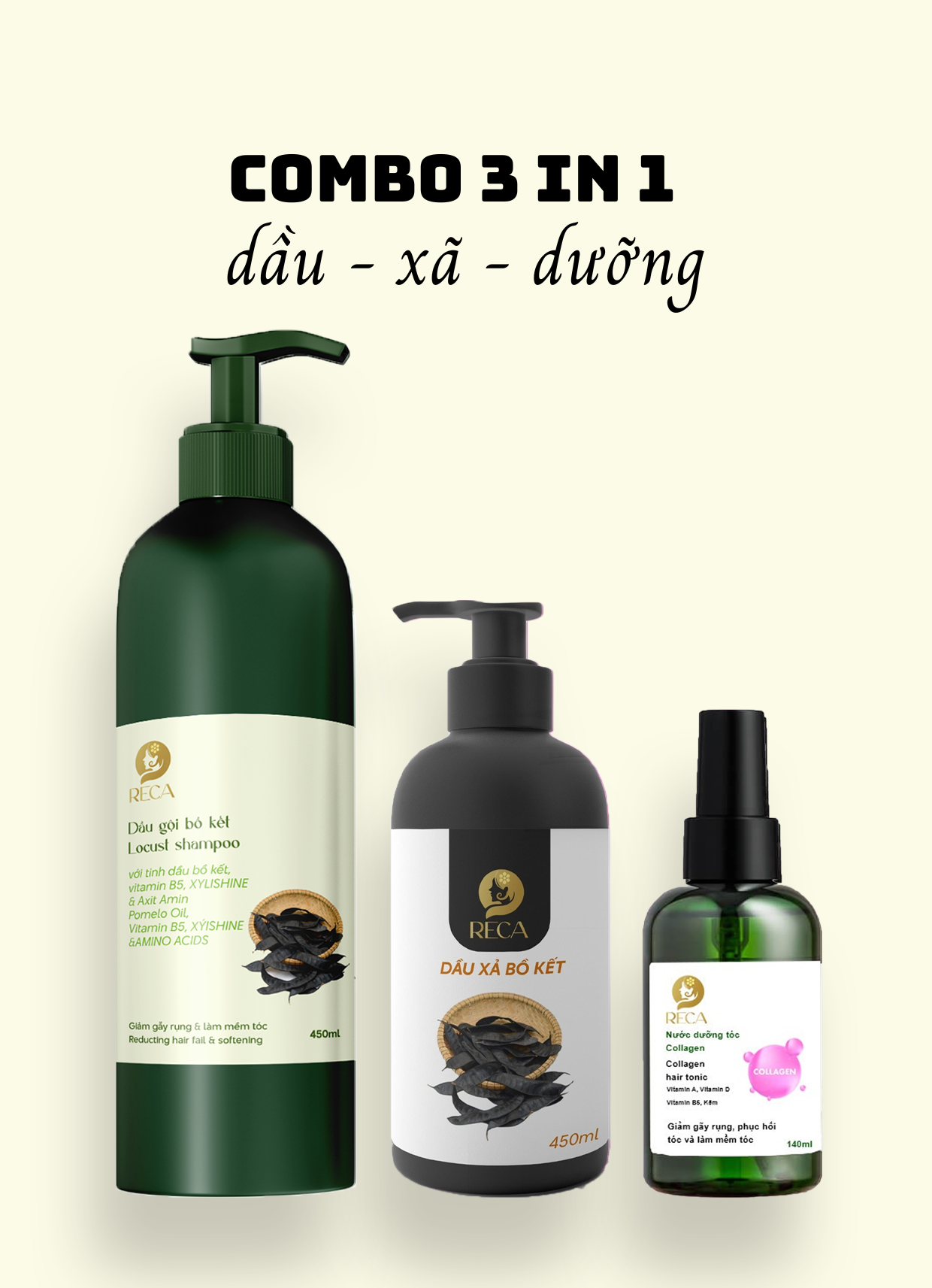 Bộ 3 chăm sóc tóc Bồ kết