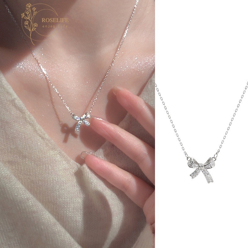 Dây chuyền mặt hình nơ đính đá pha lê