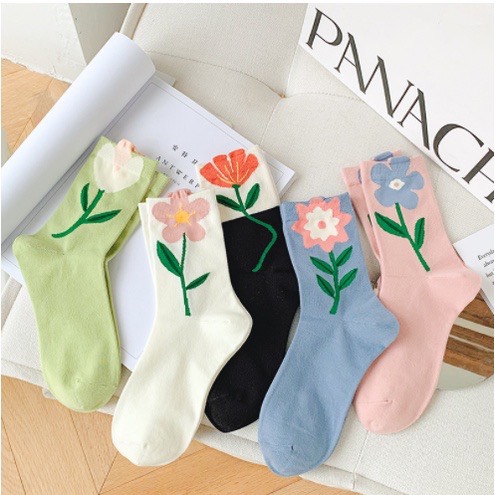 Tất Vớ Phong Cách In Hình Hoa Thời Trang