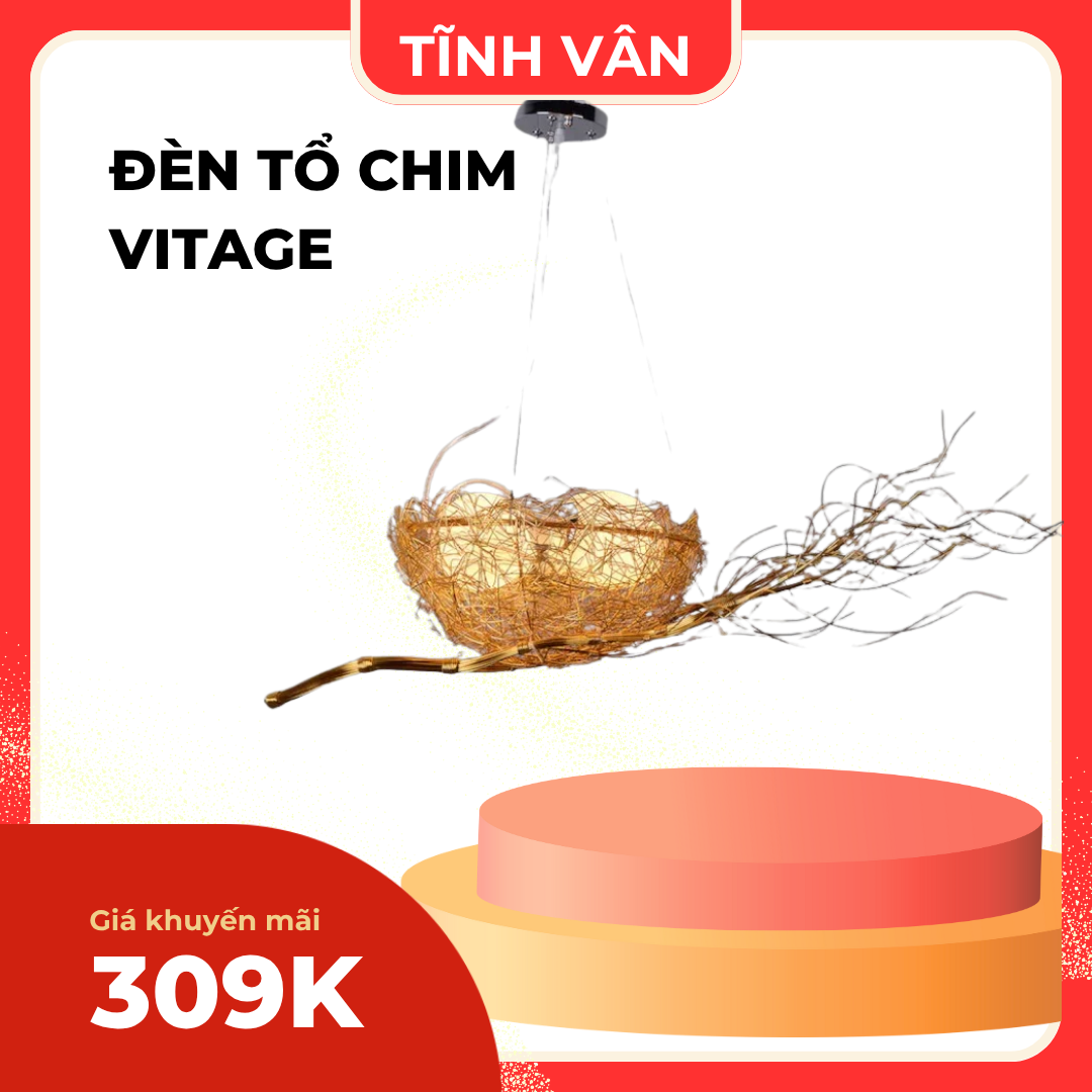 Đèn Tổ Chim Vintage Thủ Công – Chất Mây Tre Tự Nhiên