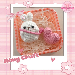 Móc khóa Nàng Craft thỏ đeo túi dễ thương kèm trái tim