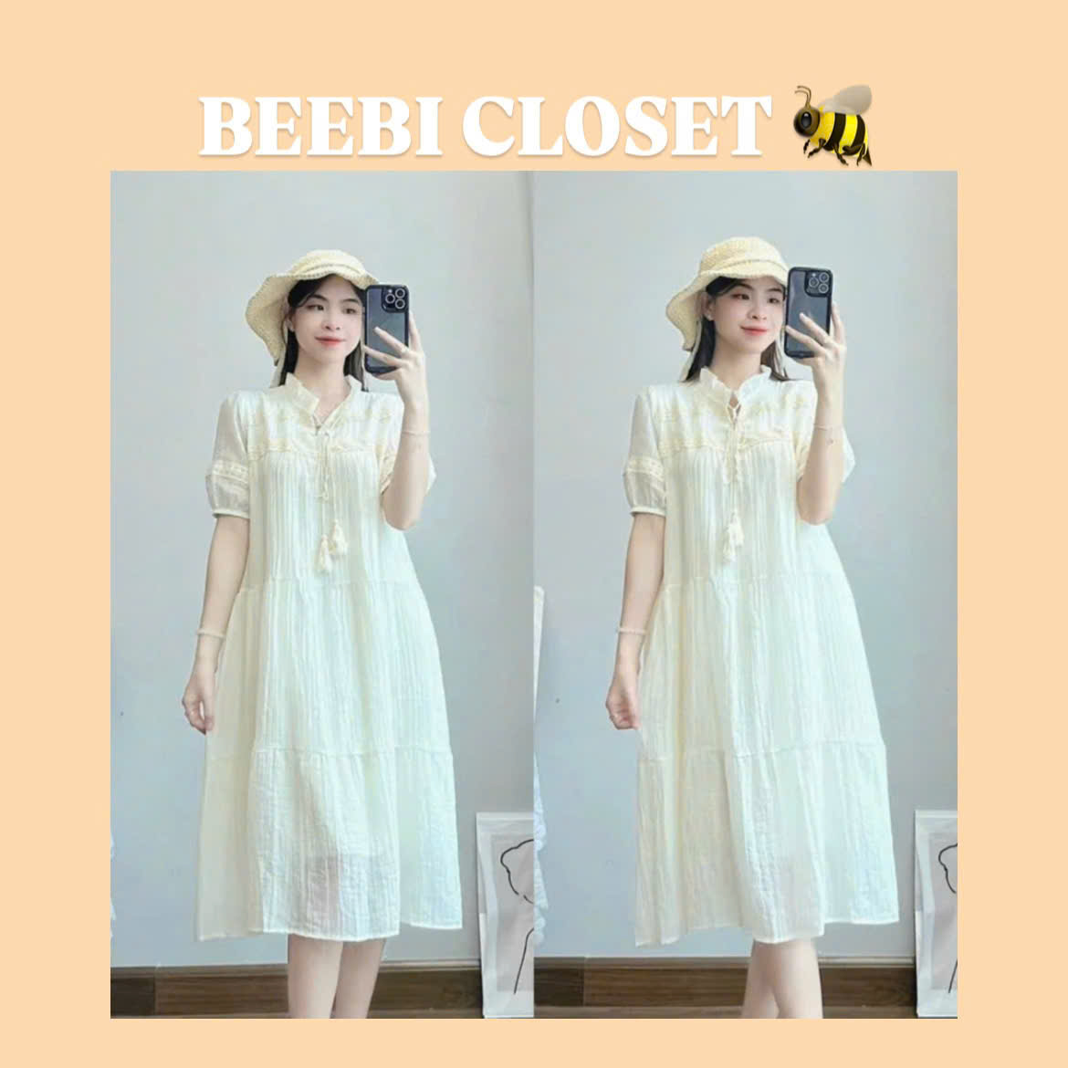 Váy Suông Nữ Đũi Thêu Hoa Dáng A Cổ Tàu Đính Tua Rua Trẻ Trung Dễ Thương