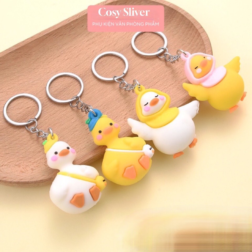 Móc khóa silicon những chú Vịt thời thượng, móc treo balo, trang trí bàn học