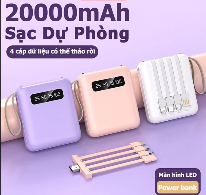 Pin sạc dự phòng Berry Green CaseN 20000mAh Hỗ trợ sạc nhanh 2.1A