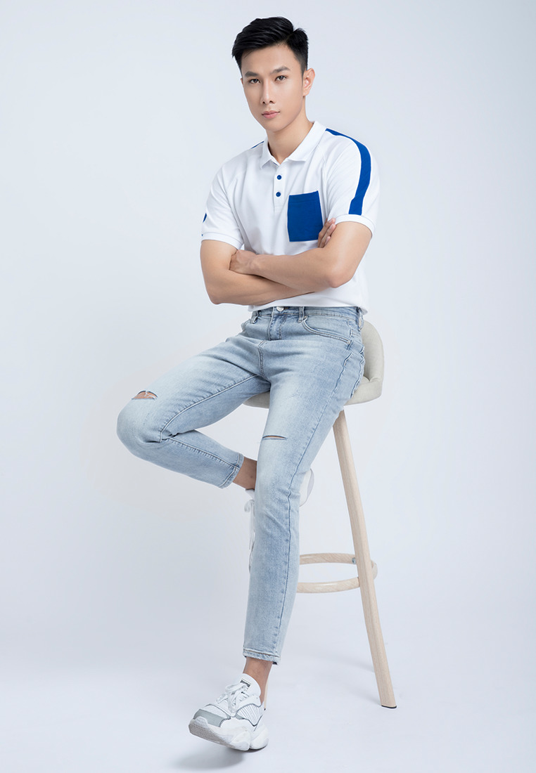 Quần jean xanh nam rách