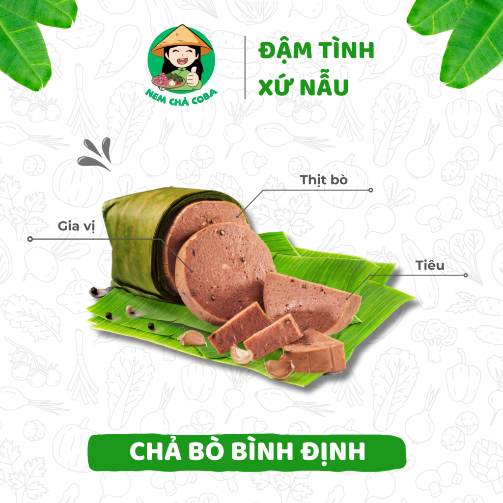 Đặc Sản Chả Bò Nguyên Chất Cây 500gram – Hàng Chính Gốc CoBa