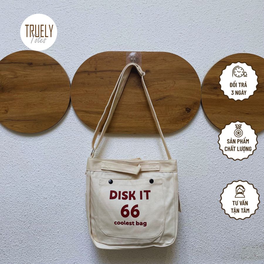 Túi Đeo Chéo Unisex TRUELY TOTES Ngăn chứa đồ thoải mái Phong Cách Hàn Quốc TDC12