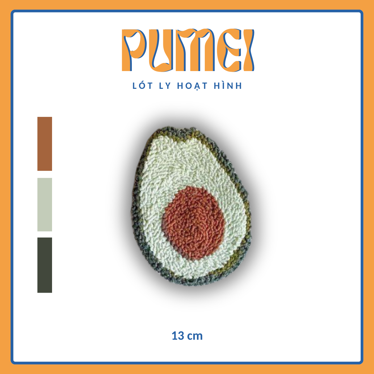 Lót ly decor hoạt hình trái bơ