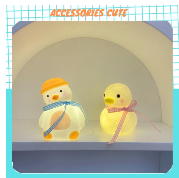 Đèn Ngủ Led Mini Không Dây Để Bàn trang trí phòng Hình Vịt Trắng, Gấu Đeo Nơ Siêu Dễ Thương