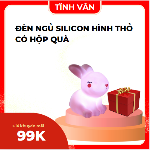 Đèn Ngủ Silicon Hình Thỏ – Ánh Sáng Dịu Nhẹ – Tặng Kèm Hộp Quà – Tĩnh Vân Decor