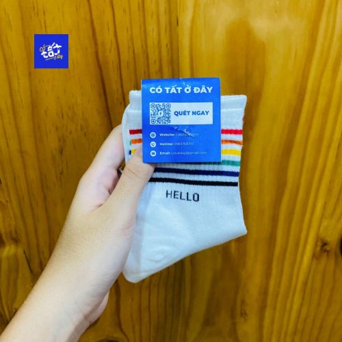 Tất Vớ Cổ Cao Hoạ Tiết Cầu Vồng