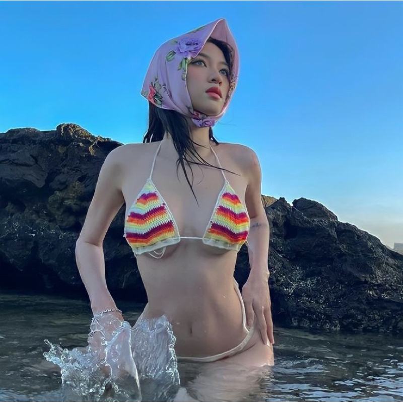 Áo Bra Len Handmade Bikini Đi Biển Mùa Hè