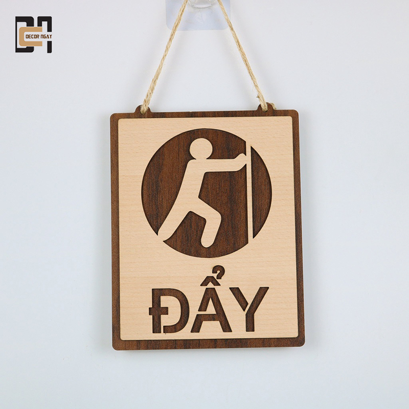 Bảng Gỗ Decor Trang Trí Kéo Đẩy Treo Cửa Cho Shop