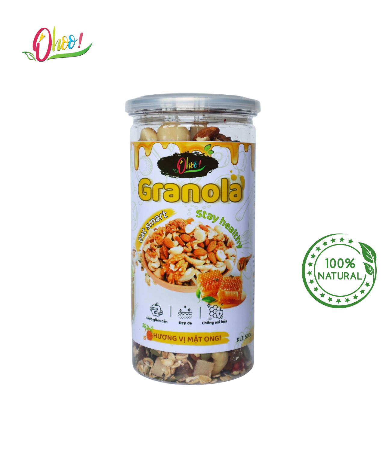 Granola 50% Yến Mạch 500gr vị mật ong- Ohoo Dried Fruit