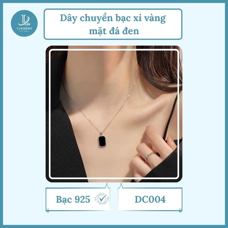 Dây chuyền Luxgems, dây chuyền bạc xi vàng mặt đá đen huyền bí_DC004  Add to wishlist + XEM NHANH Dây chuyền Luxgems, dây chuyền bạc xi vàng mặt đá đen huyền bí_DC004