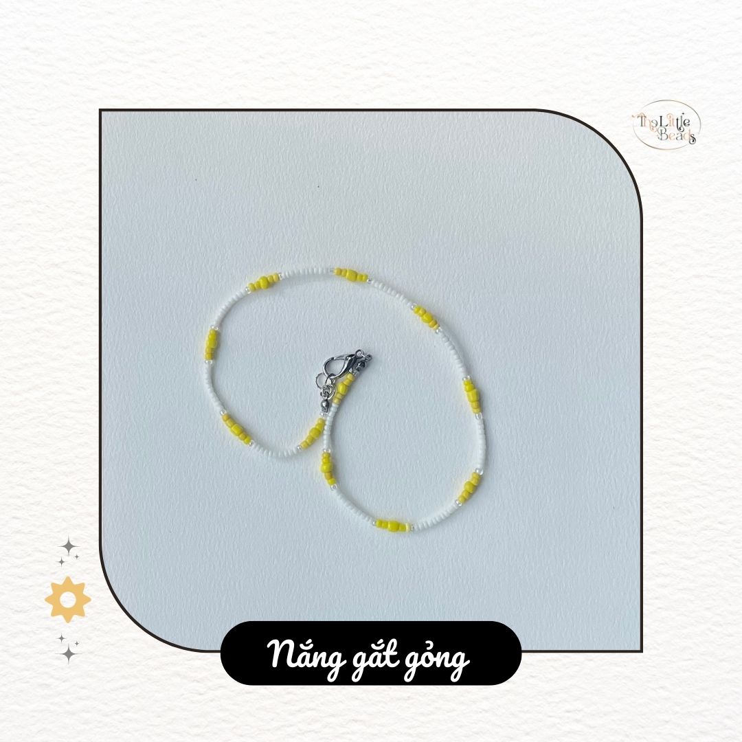Vòng cổ handmade The Little Beads "Nắng gắt gỏng" màu vàng, trắng