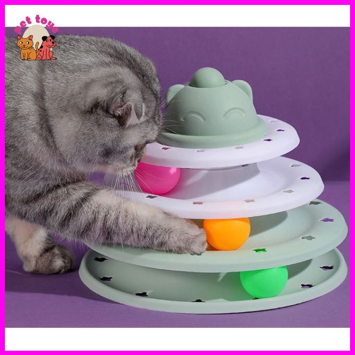 Đồ Chơi Tháp Bóng Lăn Rèn Luyện Trí Thông Minh Trong Nhà Cho Thú Cưng