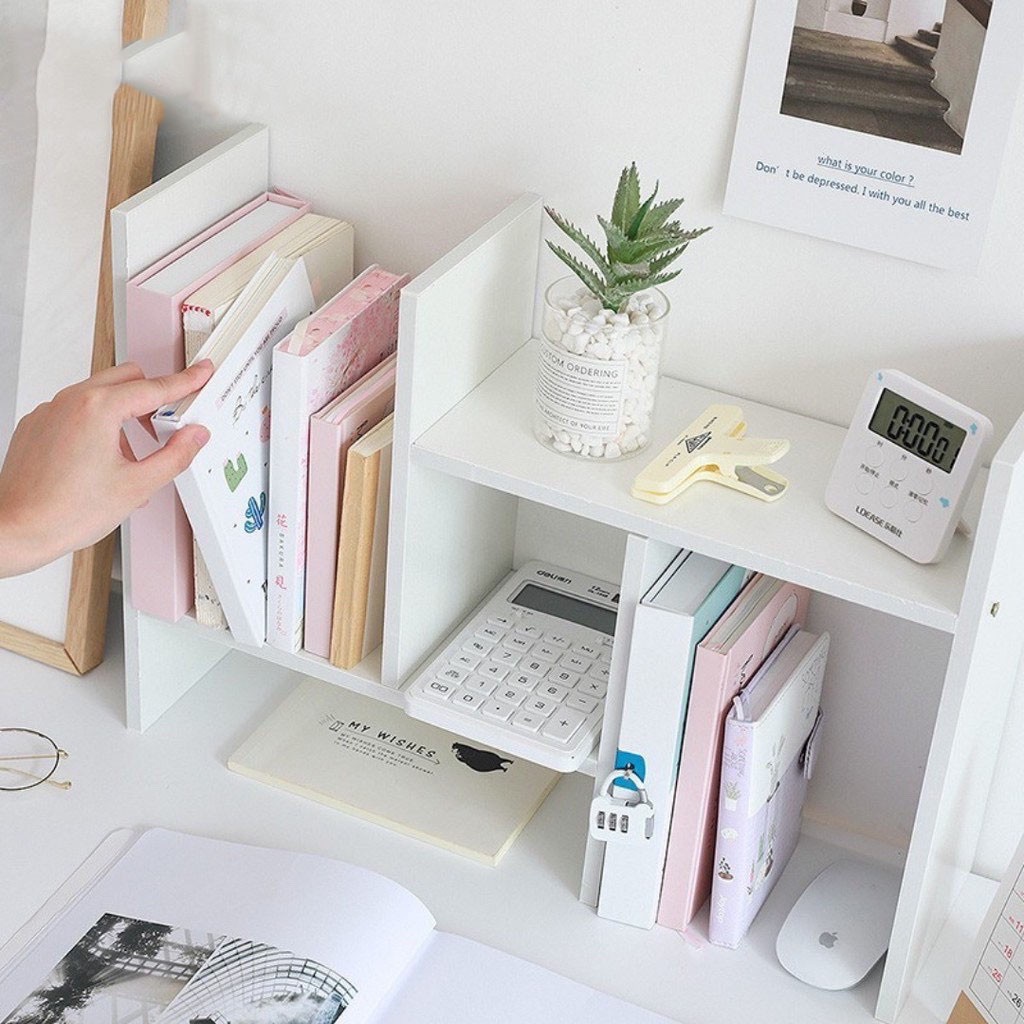 Kệ Sách Gỗ để bàn màu trắng thanh lịch, dễ phối