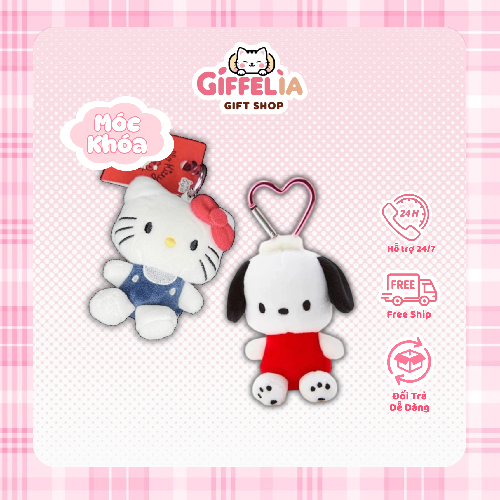 Móc Khóa Sanrio Hello Kitty Khóa Trái Tim – Giffelia