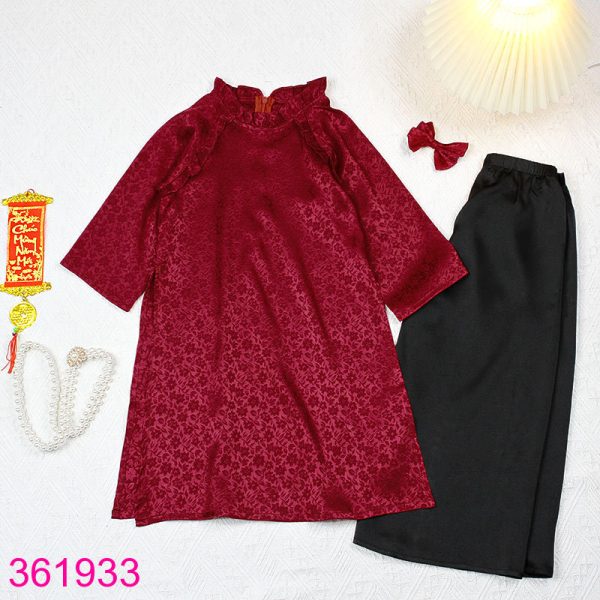 Bộ Áo Dài Gấm Cao Cấp Cho Bé Gái Tặng Kẹp Xinh Xắn (1 – 9 tuổi)