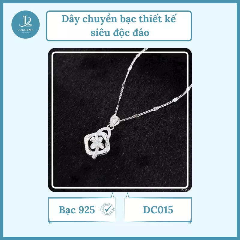 Dây chuyền bạc Luxgems thiết kế độc đáo siêu lạ mắt_DC015