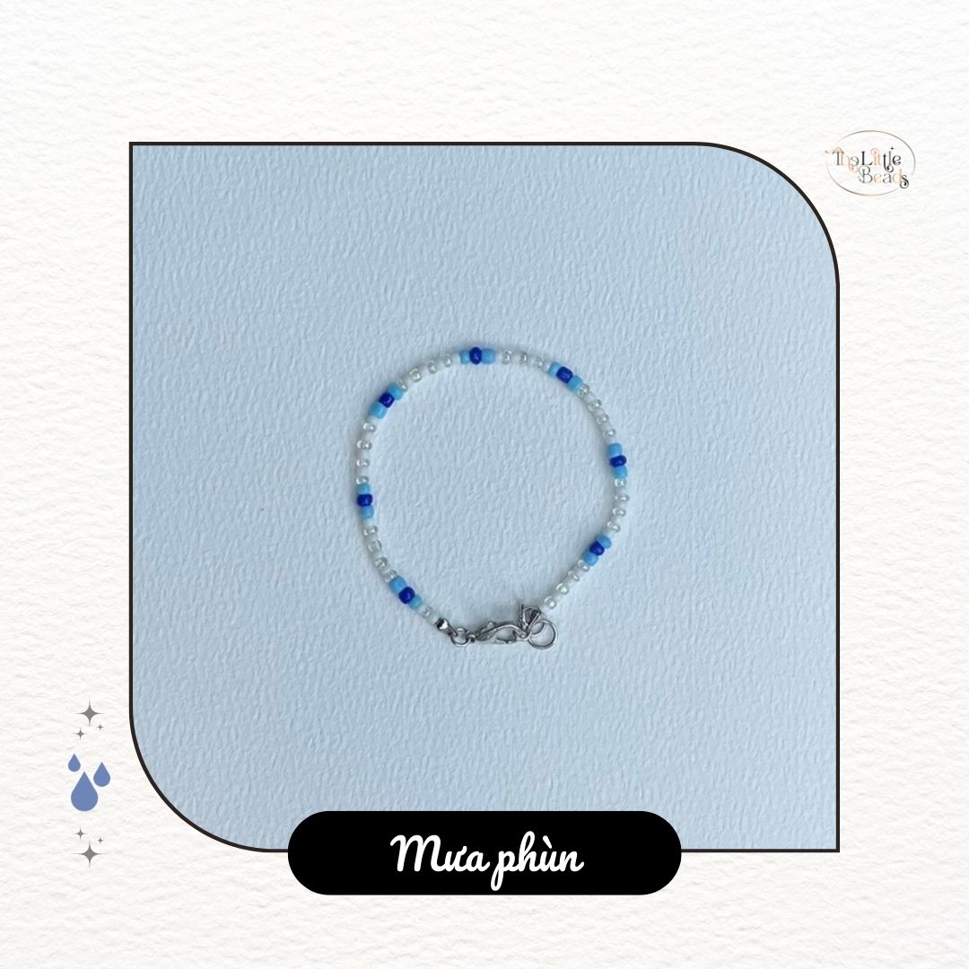 Vòng tay handmade The Little Beads "Mưa phùn" màu trắng, xanh