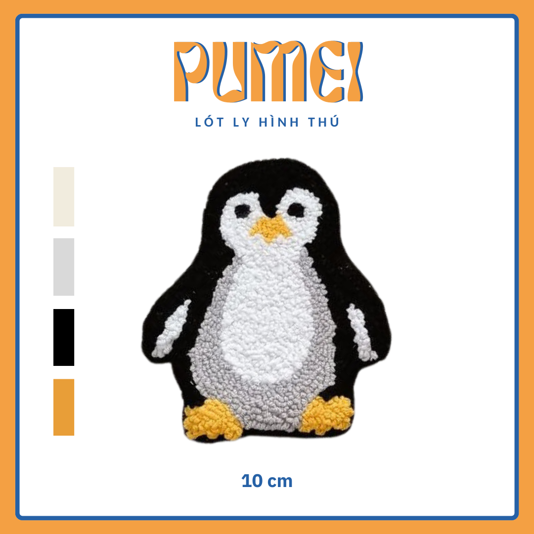 Lót ly decor hình thú chú chim cánh cụt
