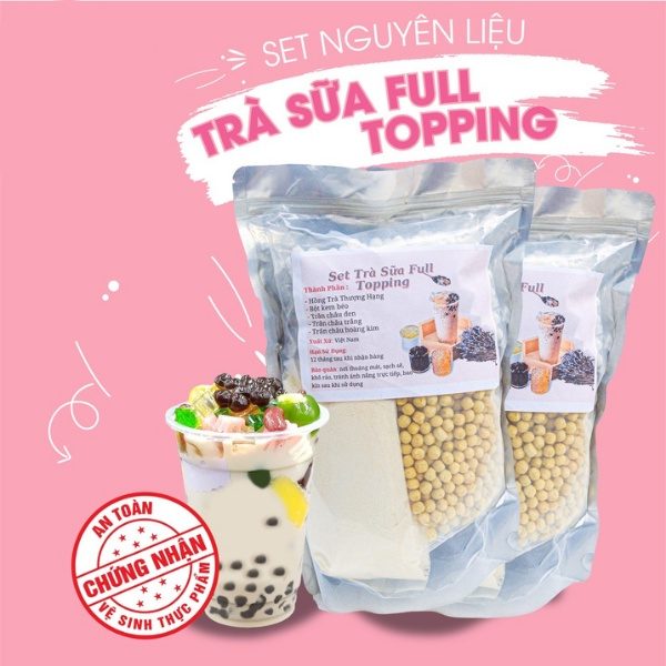 Set trà sữa full toping 3Pitea