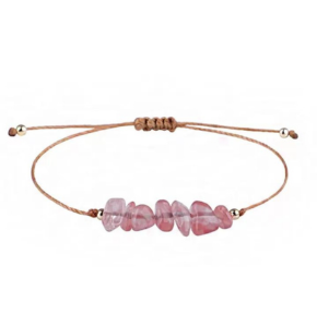 Vòng tay đá handmade may mắn màu hồng nhạt