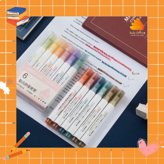 Bộ 6 bút highlight VIENCE dạ quang đánh dấu