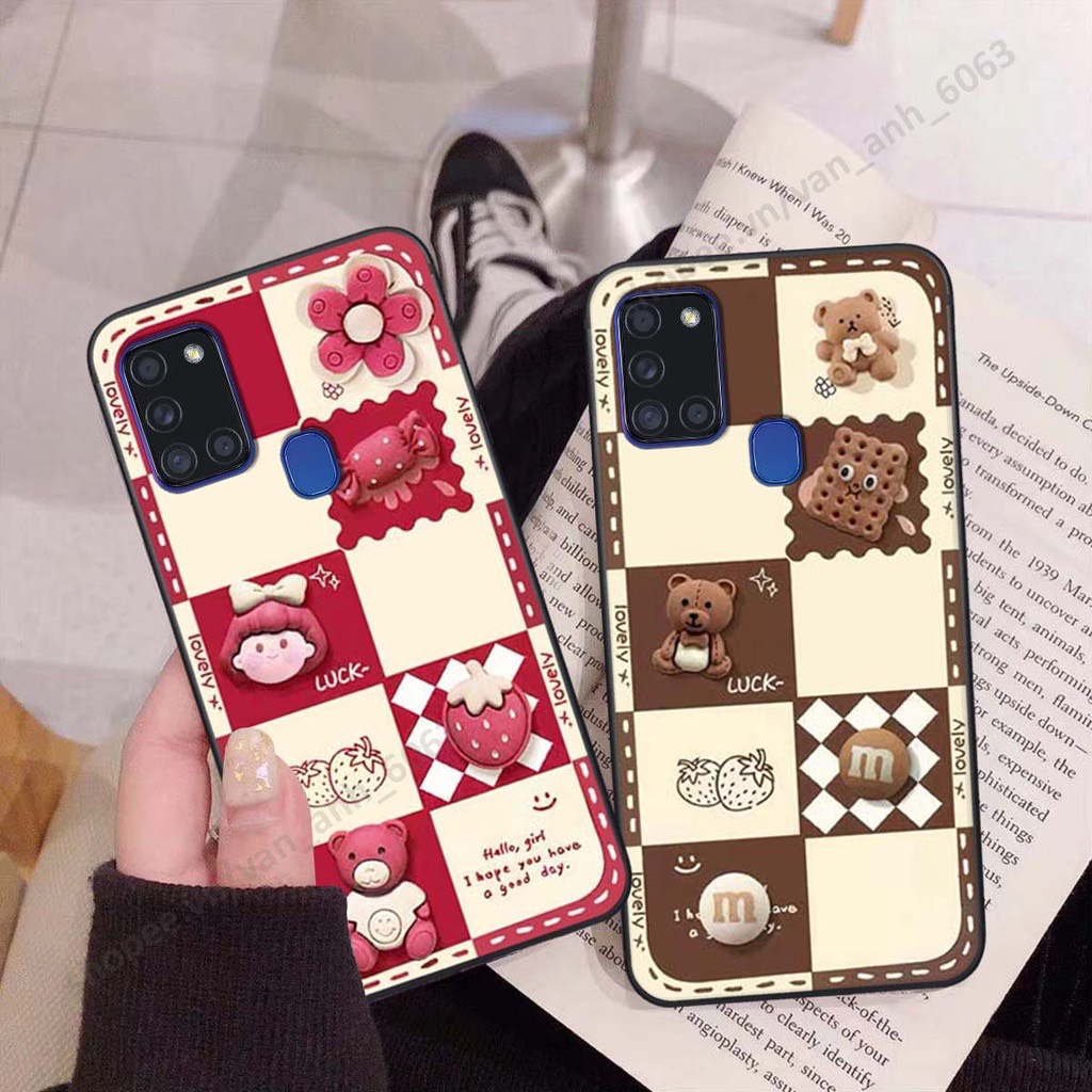 Ốp điện thoại hình cô gái gấu 3D xinh xắn cho Samsung Galaxy S22 S21Plus S8 S9 S10Plus S21 J7Prime J7Pro
