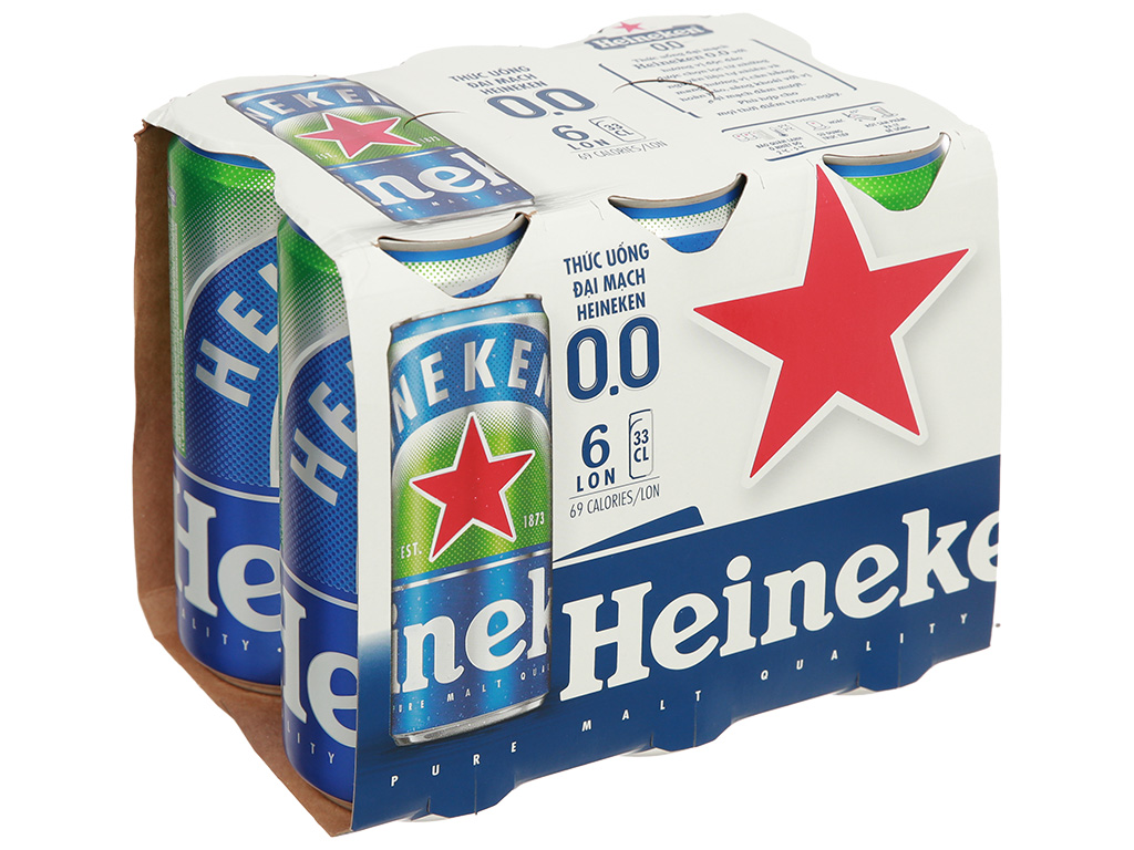 6 lon thức uống đại mạch Heineken Zero 330ml