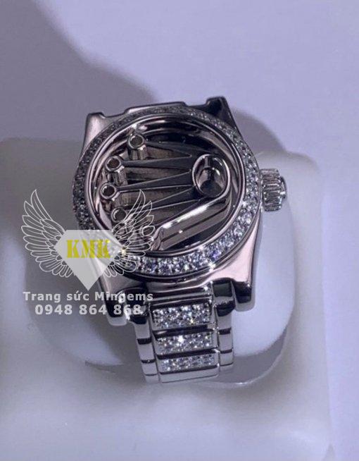 Nhẫn vương miện Nam vàng 18k đai Rolex đính xoàn ĐẲNG CẤP của VUA