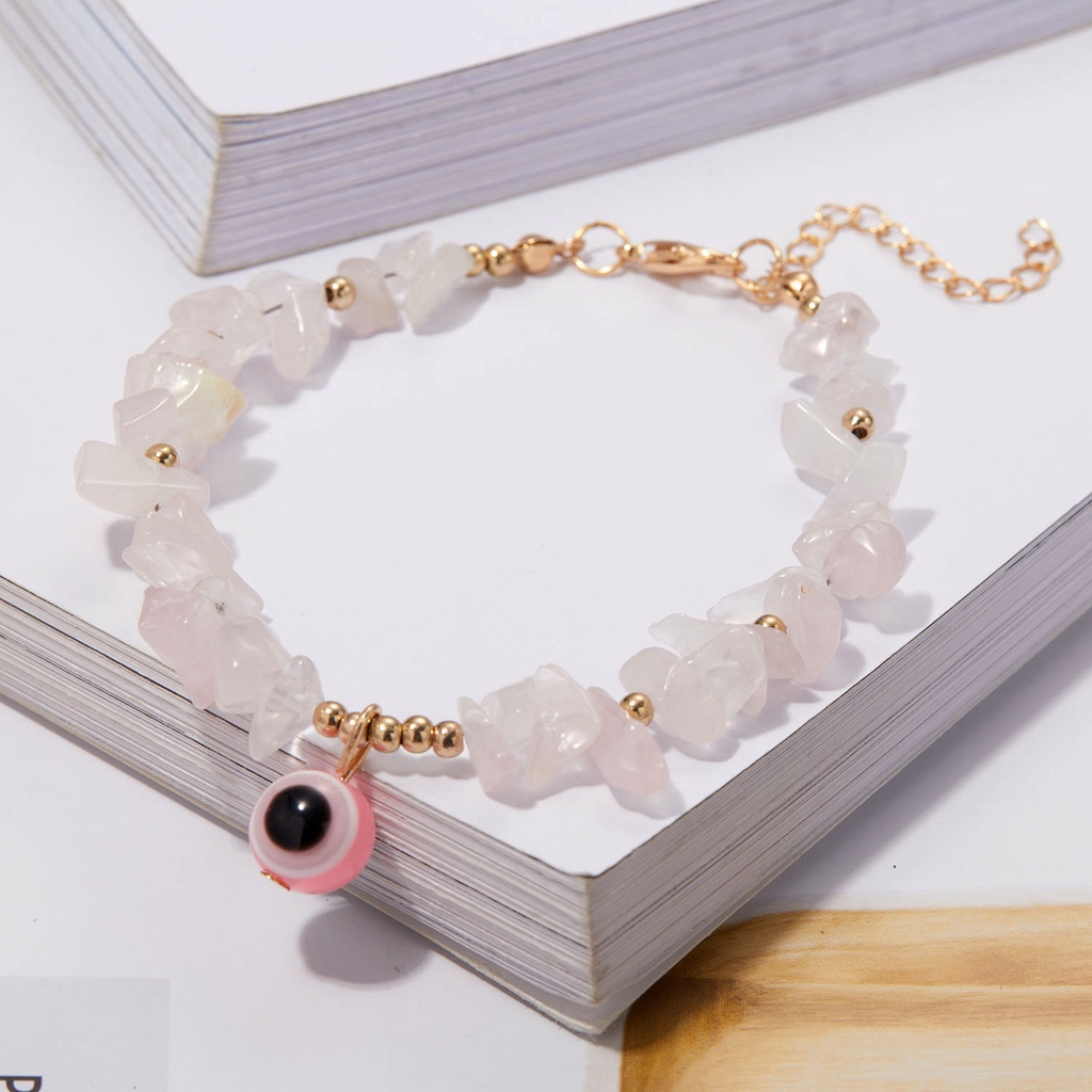 Vòng tay đá handmade mắt quỷ hồng