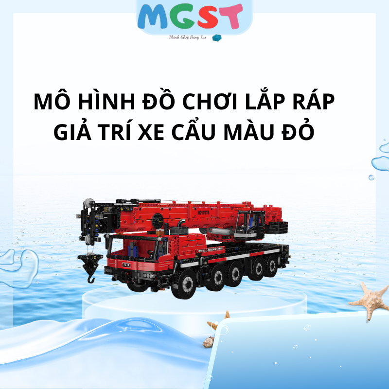 Mô hình đồ chơi lắp ráp giả trí xe cẩu màu đỏ