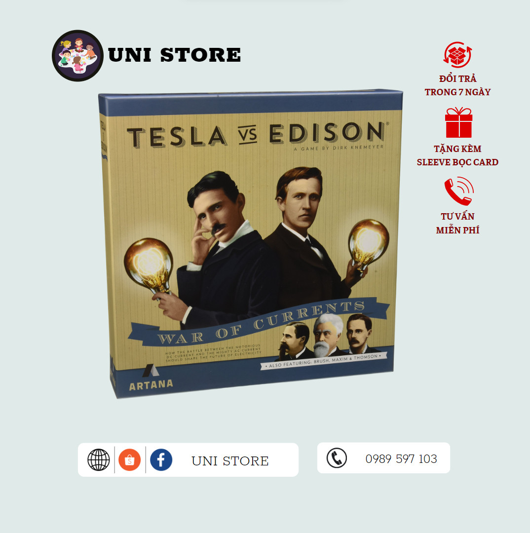 Tesla vs Edison - Board Game Nước Ngoài - 55 lá bài