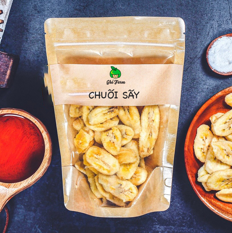 Chuối sấy giòn, 120g, bịch, mẫu kraft 1 mặt trong