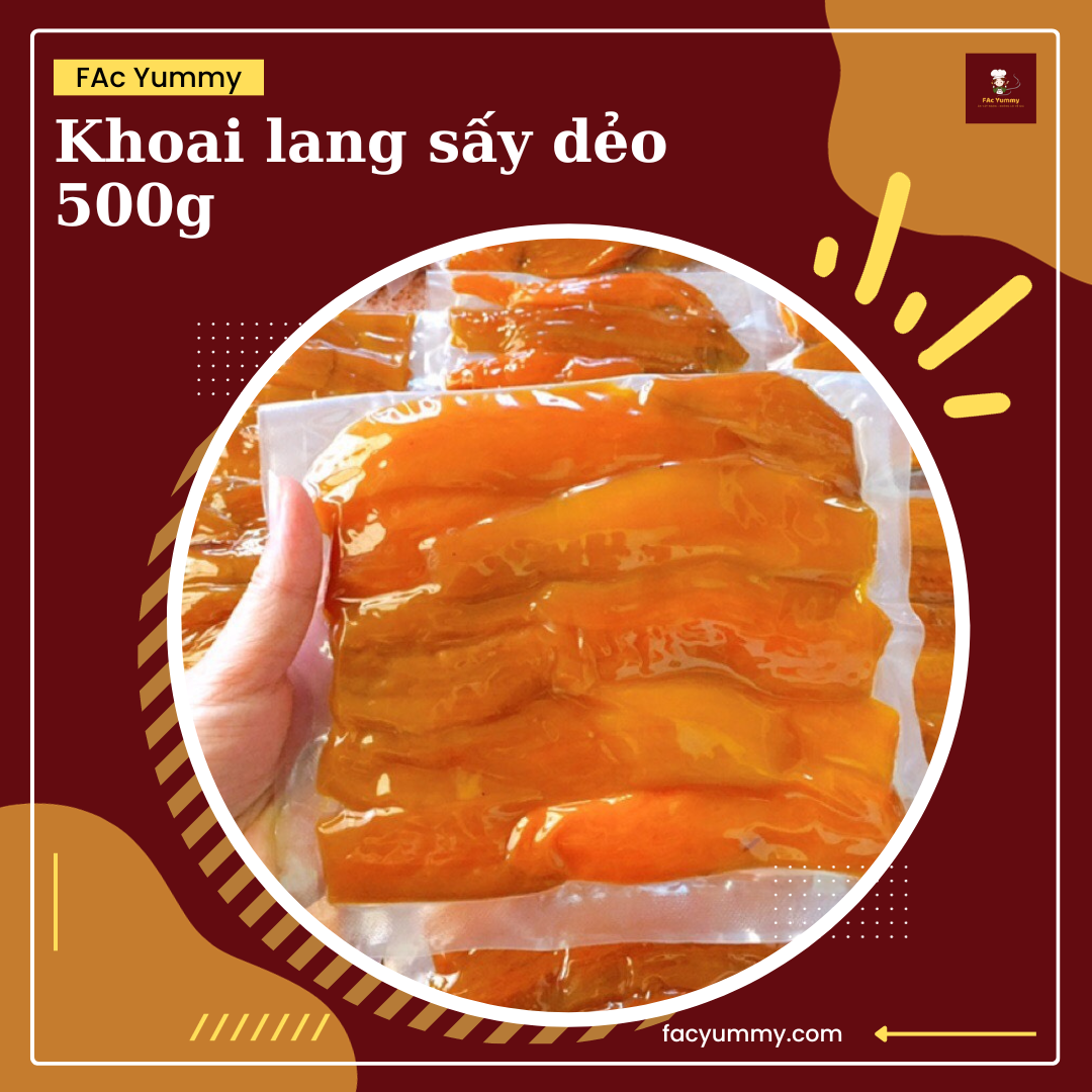 Khoai lang mật sấy dẻo nguyên củ, không đường