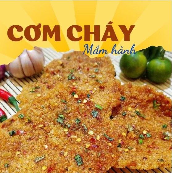 Cơm cháy chiên mắm hành Chuột Store gói 3 miếng tròn cơm cháy mắm hành 100g thơm ngon giòn rộp