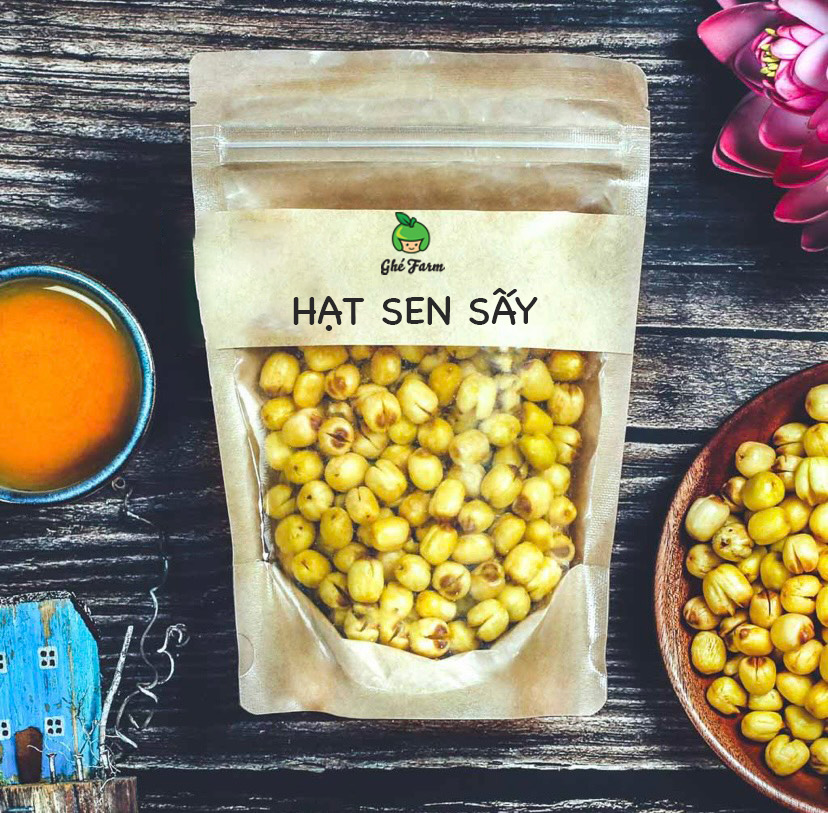 Hạt sen sấy, 150g, bịch, mẫu kraft 1 mặt trong