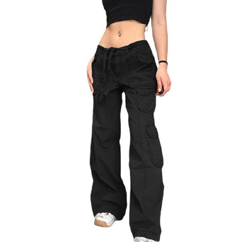 Jogger kaki 8 túi hộp kèm nịt đen phong cách bụi bặm đường phố