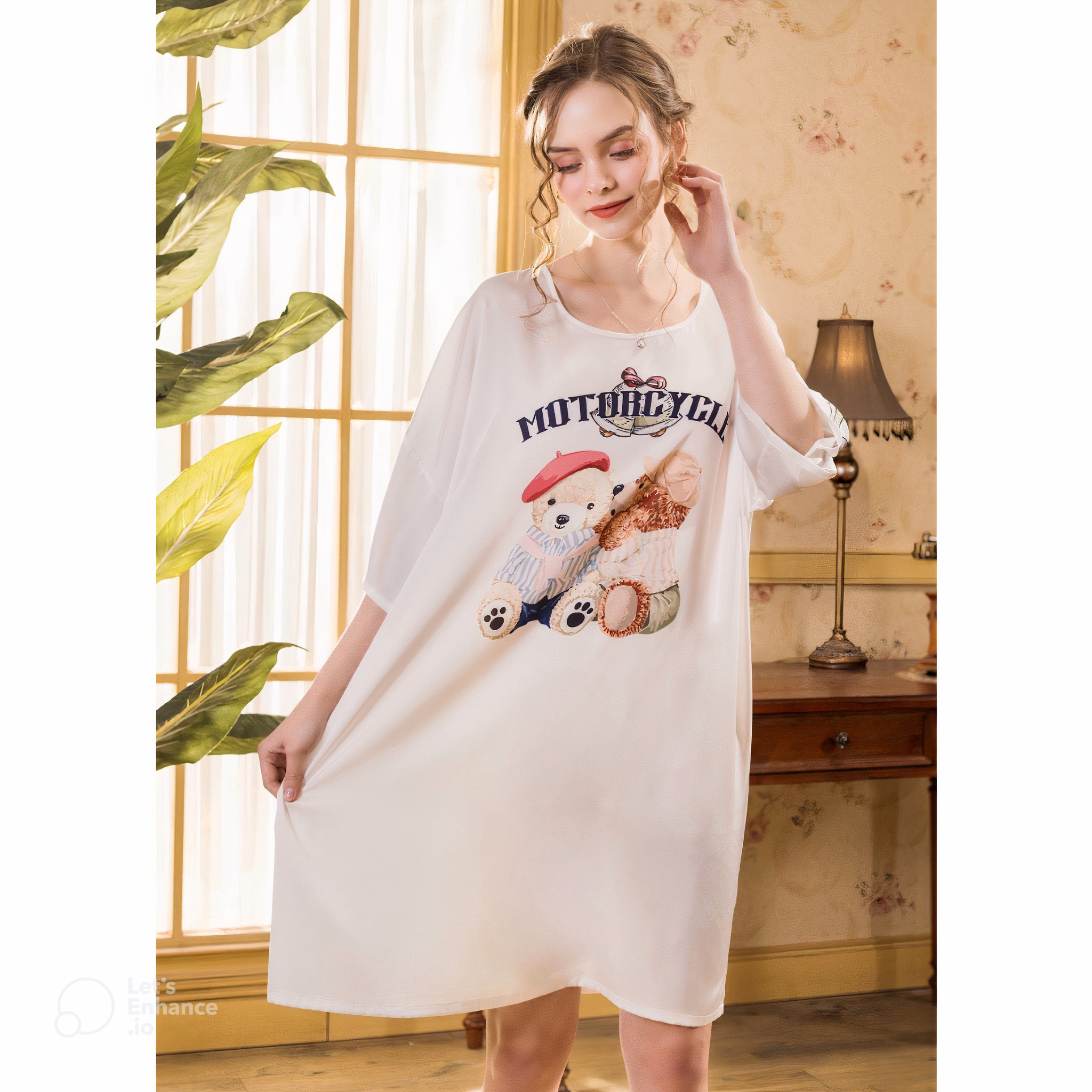 Abbey Clothing- Váy Ngủ Hình Bear Motorcycle