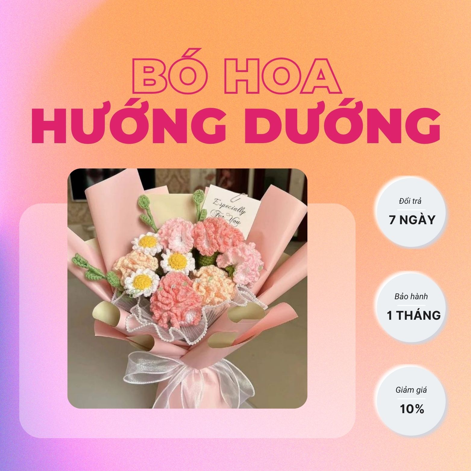Bó hoa Hướng Dương Cuộn Len Tròn 50x80cm BH1