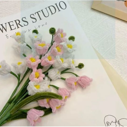 Hoa Linh Lan kẽm nhung dễ thương decor bàn học